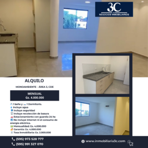 Alquiler de un Monoambiente en Área 3, Ciudad Del Este, Paraguay